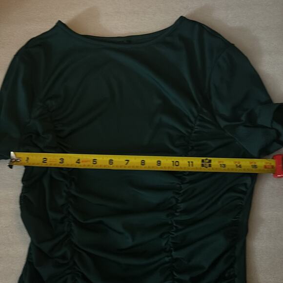 SHEIN Green Ruched Front Short Sleeve Crewneck Top XL  Corporate Siren Casual - Picture 6 of 9